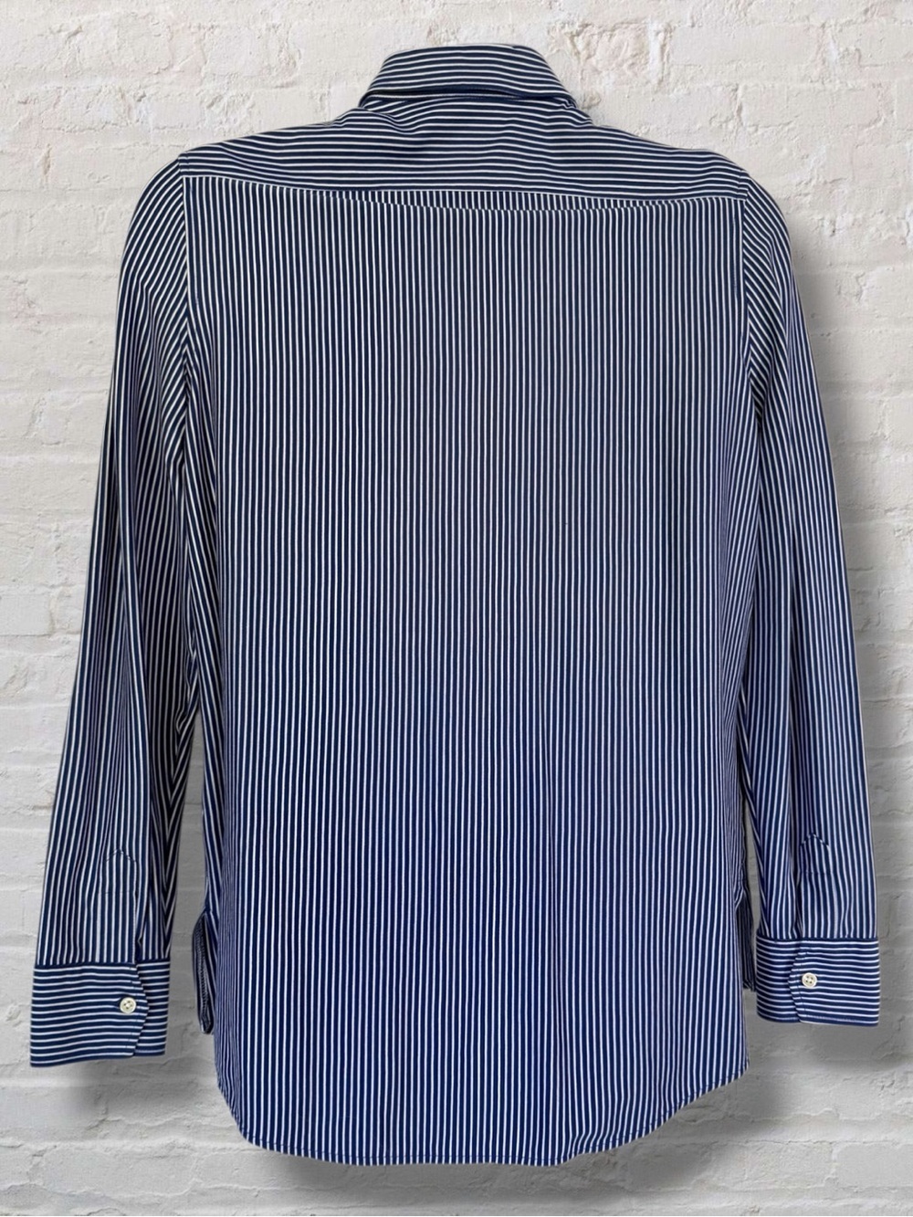 Polo Ralph Lauren Classic Fit Knit Dress Shirt Blue White Stripe Red Pony XL - Picture 11 of 14